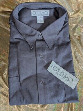 Men's Ottimo Dark Gray Button-Down Shirt Long Sleeve NWT